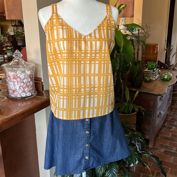 UNIVERSAL THREAD Cotton Yellow Plaid Tie Tank Top szL - Picture 8 of 13